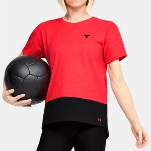 XS black and red under armour project rock shirt NWT